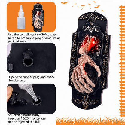 Hanging Touch/Motion Activated Skeleton Hand Doorbell with Red Light, Scary Sound Haunted House Decoration