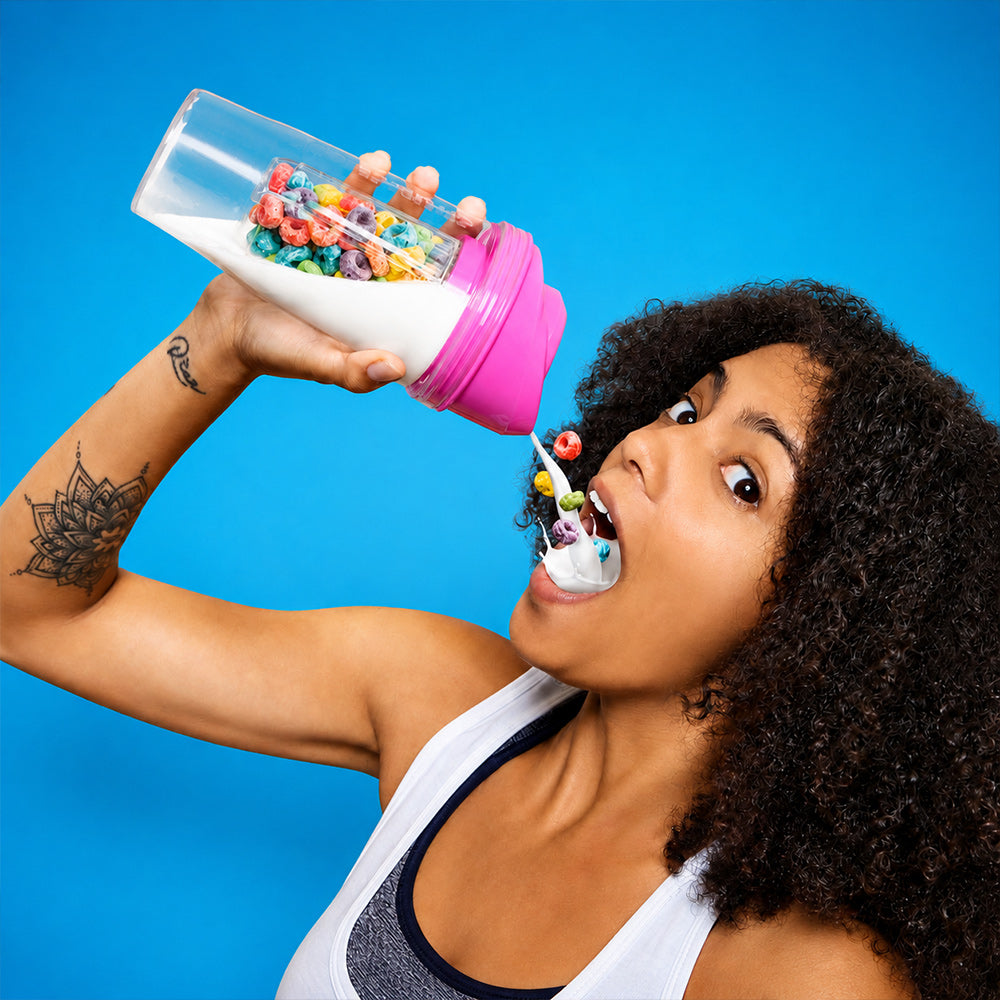 Portable Cereal Cup with Milk Separator Leakproof Double Layer