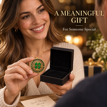 🍀Lucky Four-Leaf Clover & Wealth Key Coin - Double-Sided 3D Embossed Commemorative Replica