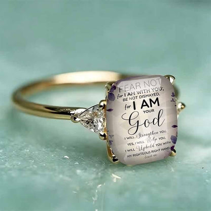 💍Women's Adjustable Christian Scripture Ring – Gold-Plated CZ Jewelry