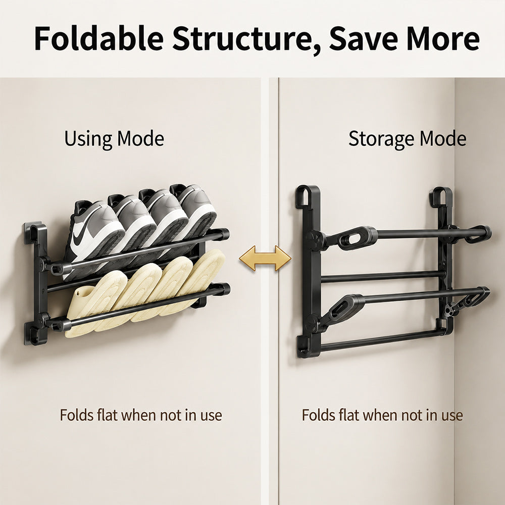 50% OFF !! - Foldable Wall‑Mounted Shoe Rack