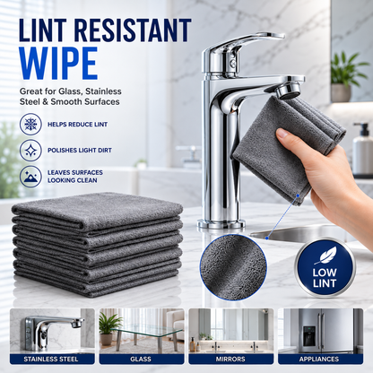 5 PCS Thick Microfiber Cleaning Cloths – Streak-Free Glass Cleaning Cloths for Windows, Mirrors, Shower Doors, Kitchen & Stainless Steel, Reusable Lint-Free Wipes, 15.7 × 11.8 Inch