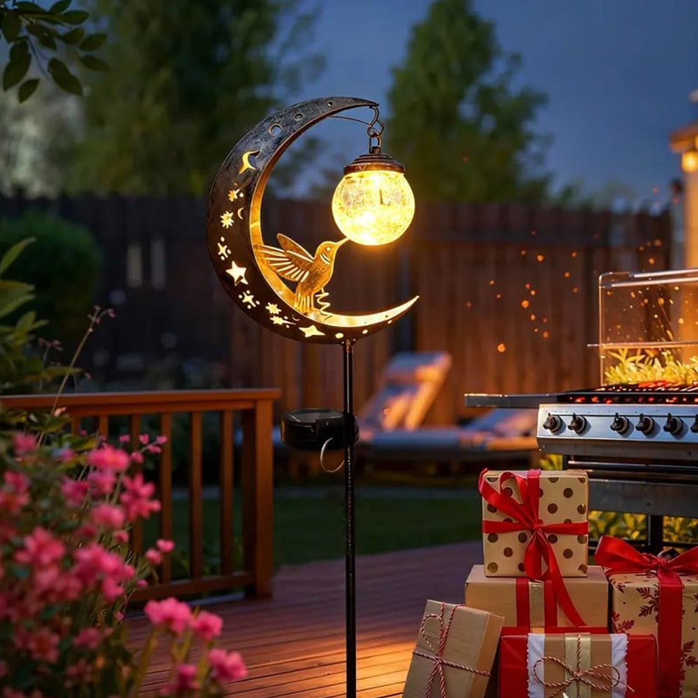 Hummingbird Moon Solar Garden Stake Light