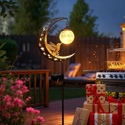 Hummingbird Moon Solar Garden Stake Light