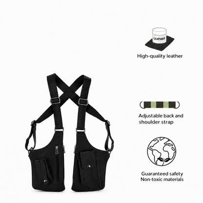 Double Shoulder Anti-Theft Harness Bag, Leather Armpit Wallet