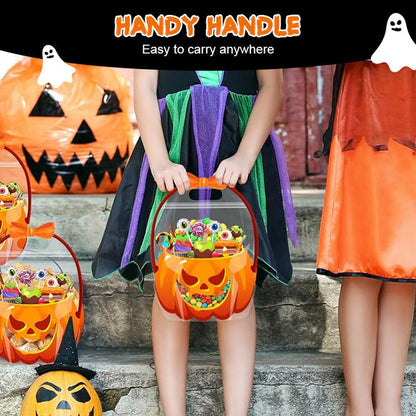 20-Pack Pumpkin Halloween Treat Bags – Resealable Clear Favor Bags with Handles