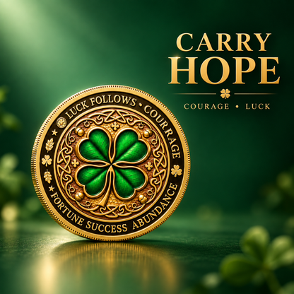 🍀Lucky Four-Leaf Clover & Wealth Key Coin - Double-Sided 3D Embossed Commemorative Replica