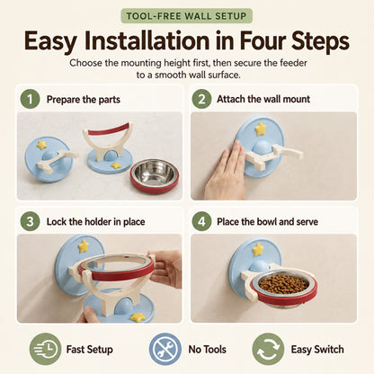 2-in-1 Wall Mounted Elevated Pet Bowl