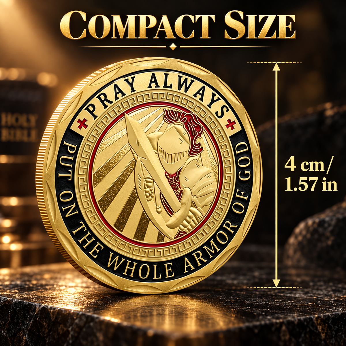✝️God in Full Armor Challenge Coin | Symbol of Spiritual Strength and Faith Protection