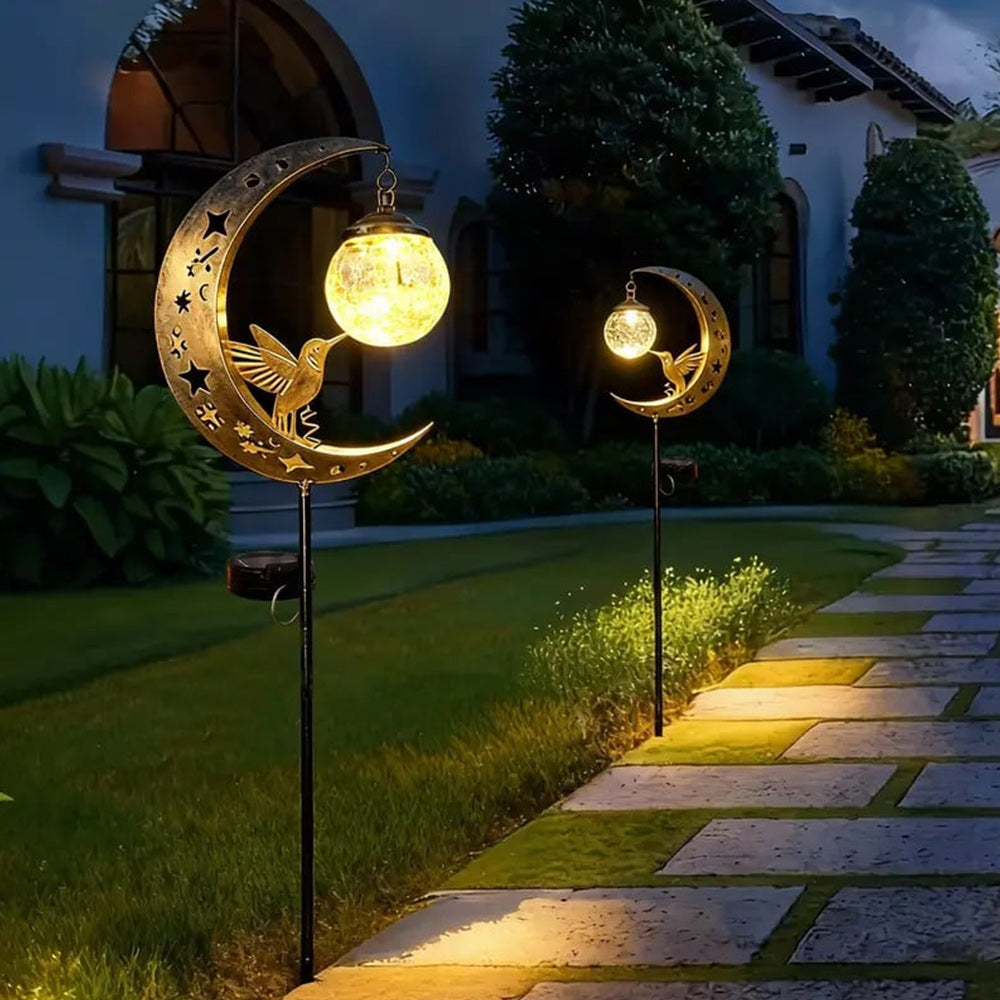 Hummingbird Moon Solar Garden Stake Light