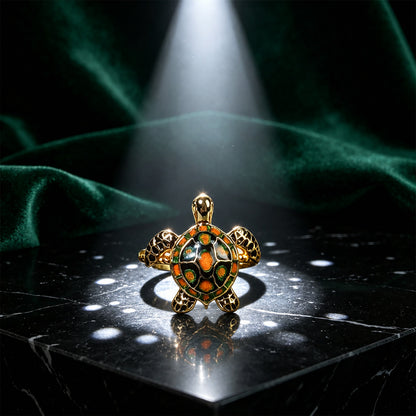 Adjustable Lucky Turtle Ring Symbol of Longevity Health Wealth & Good Fortune