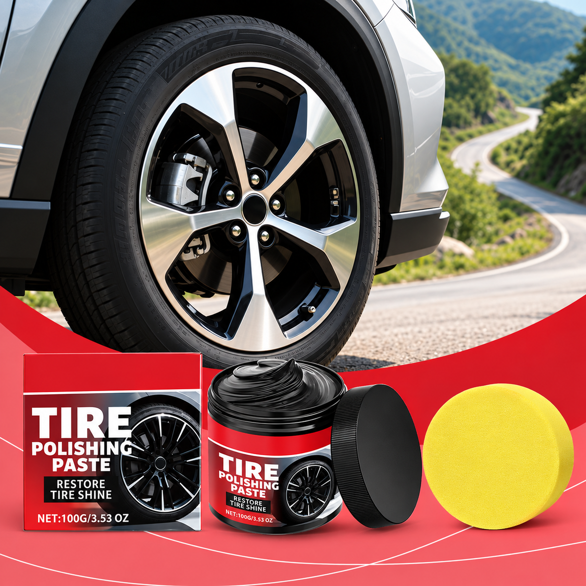 🚗✨ Tire Shine & Protection Paste – Deep Black Gloss & Easy Tire Restoration