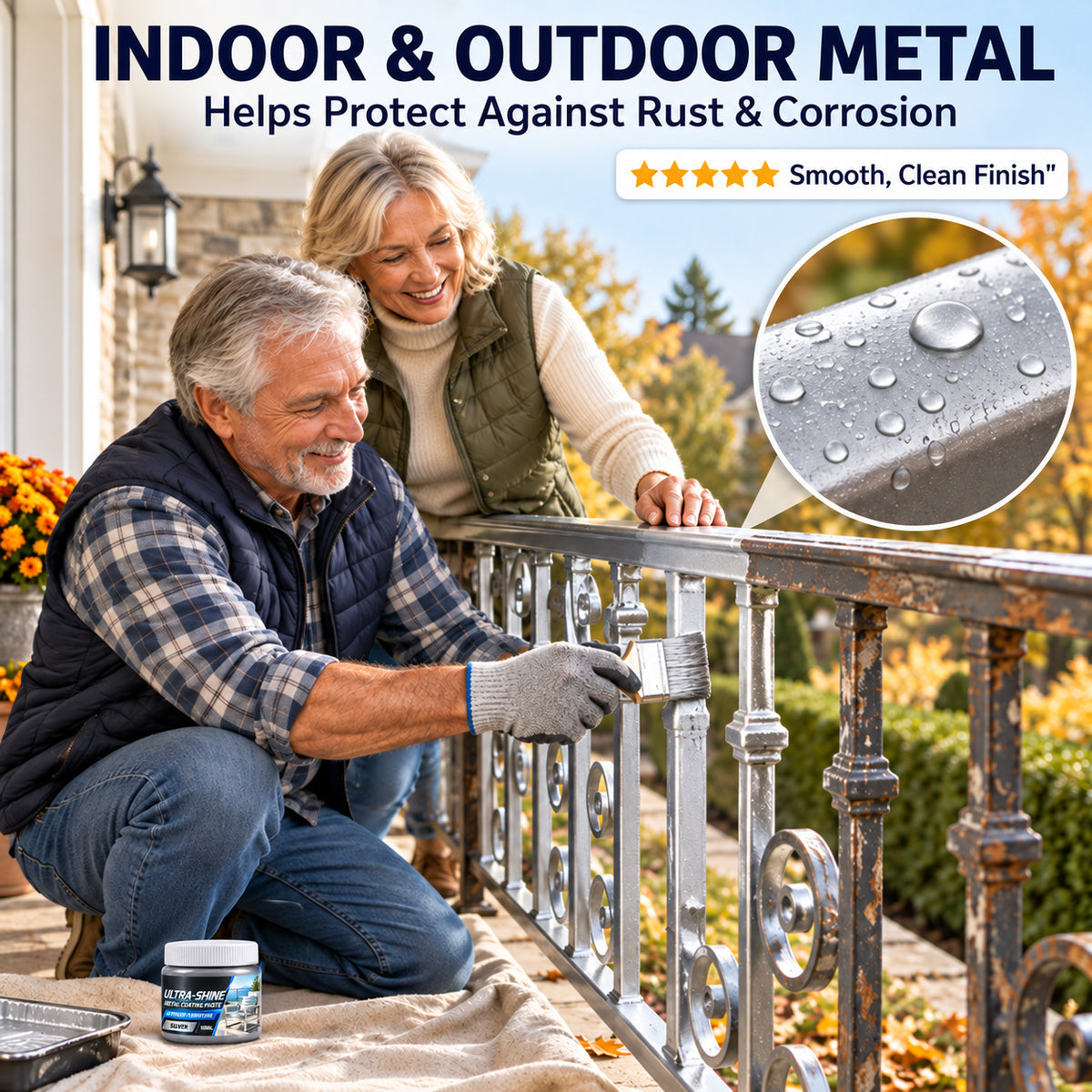 🎨 Water-Based Metallic Silver Paint for Metal Renovation
