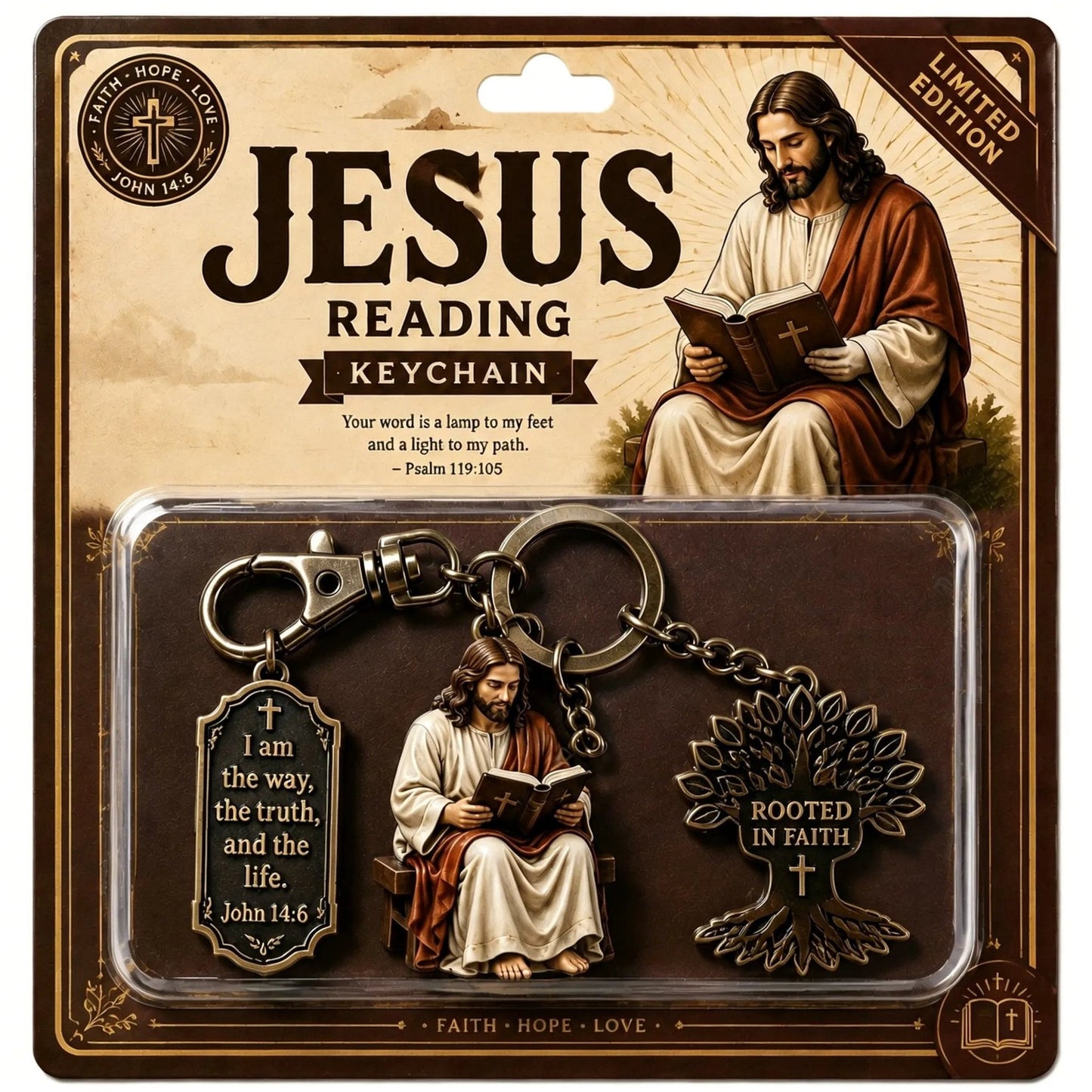 Jesus Reading Keychain