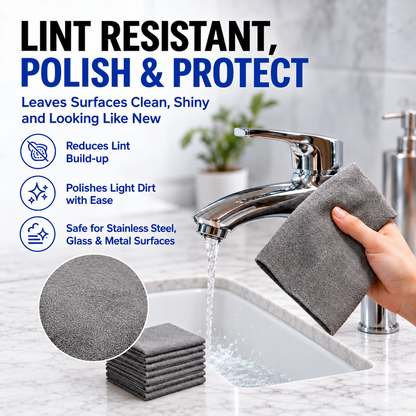 5 PCS Thick Microfiber Cleaning Cloths – Streak-Free Glass Cleaning Cloths for Windows, Mirrors, Shower Doors, Kitchen & Stainless Steel, Reusable Lint-Free Wipes, 15.7 × 11.8 Inch