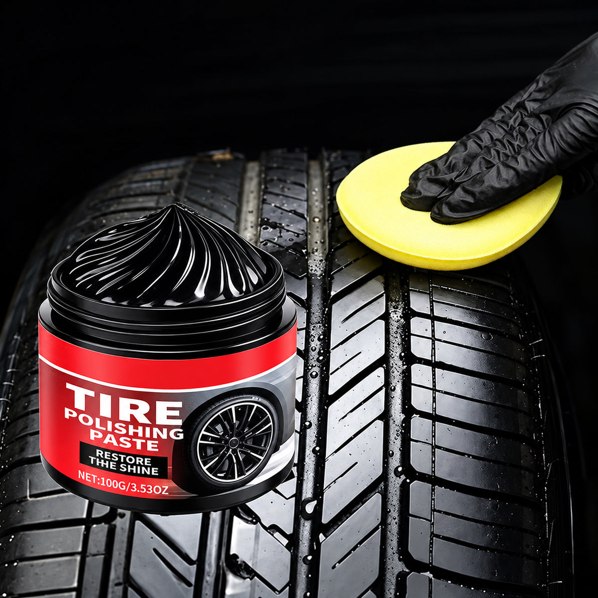 🚗✨ Tire Shine & Protection Paste – Deep Black Gloss & Easy Tire Restoration