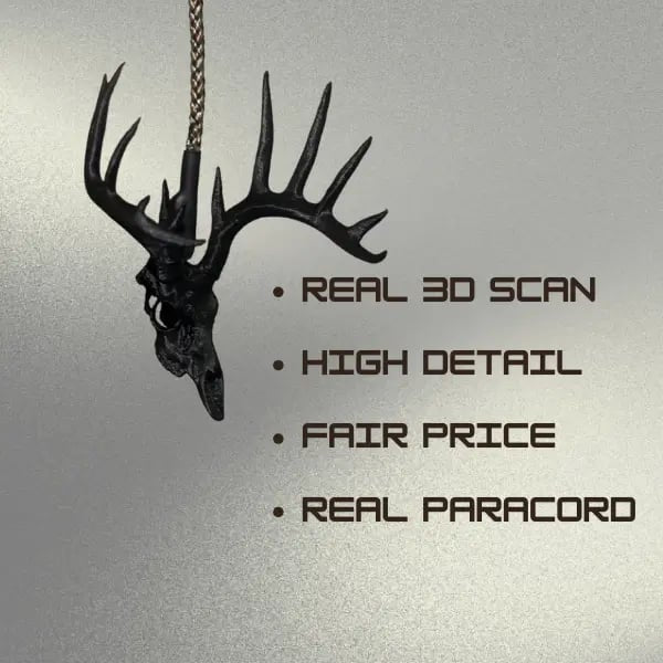 🦌Whitetail Deer Skull Rearview Mirror Hanger