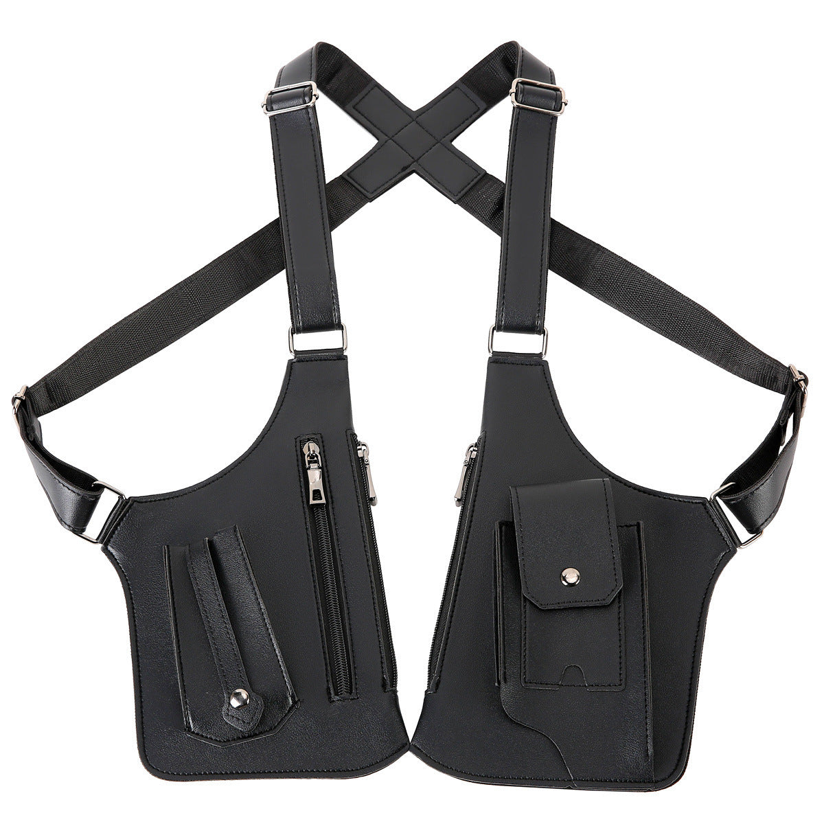Double Shoulder Anti-Theft Harness Bag, Leather Armpit Wallet