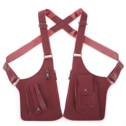 Double Shoulder Anti-Theft Harness Bag, Leather Armpit Wallet