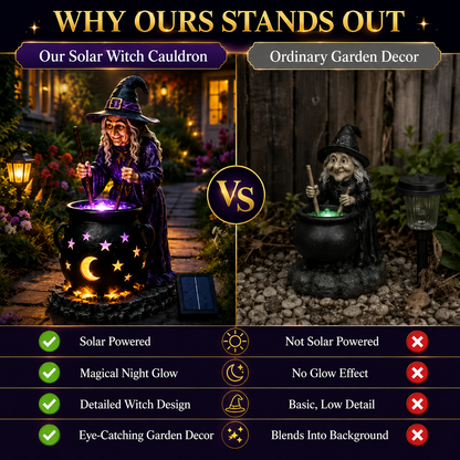 Halloween Witch Glowing Cauldron Solar Light