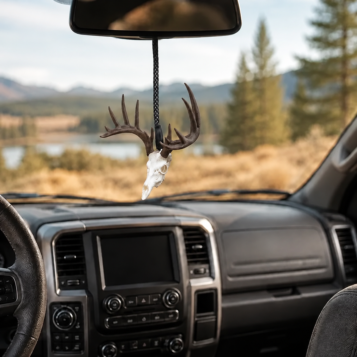 🦌Whitetail Deer Skull Rearview Mirror Hanger