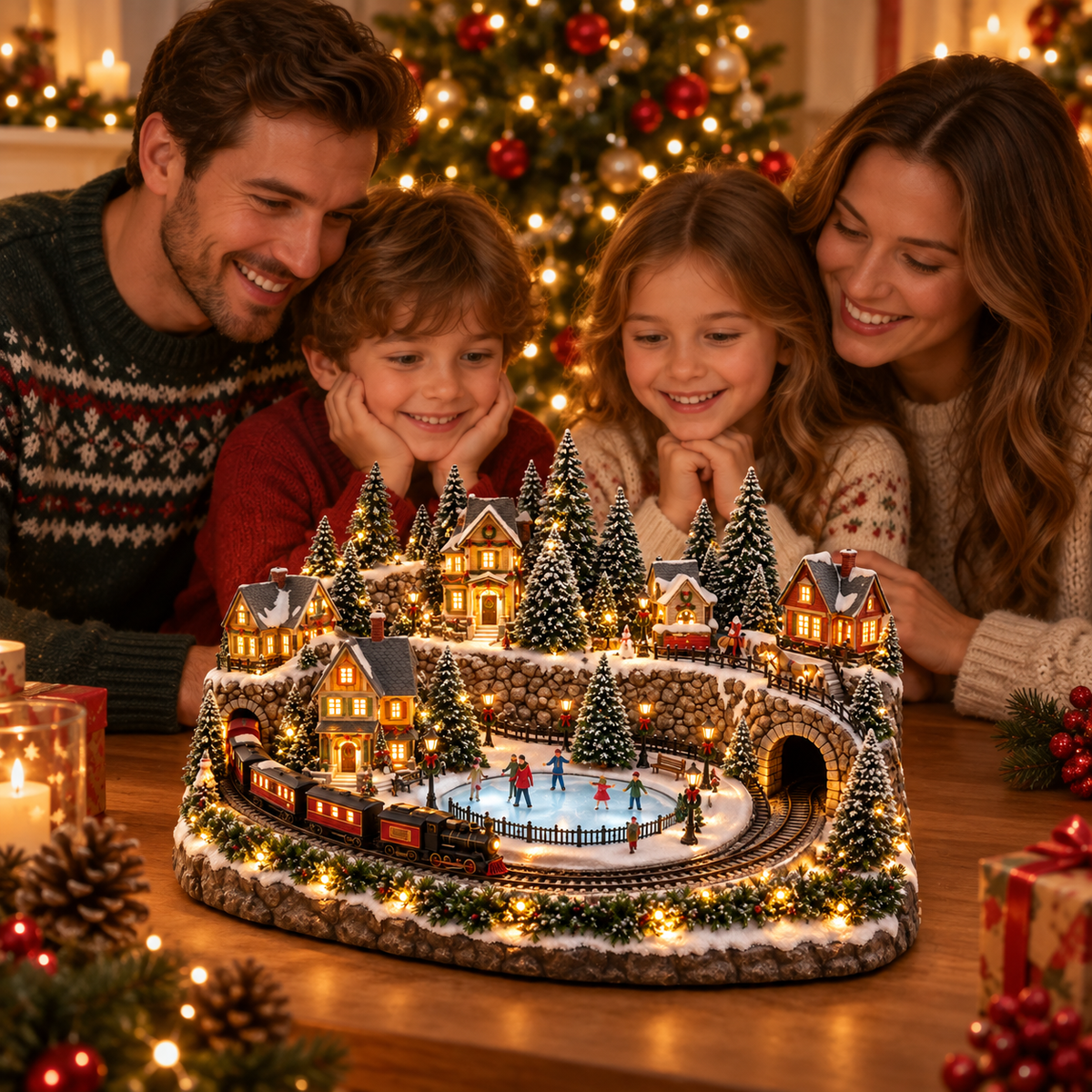 🎁 LAST DAY 50% OFF 🎅 Animated Holiday Train & Ice Rink Scene ✨