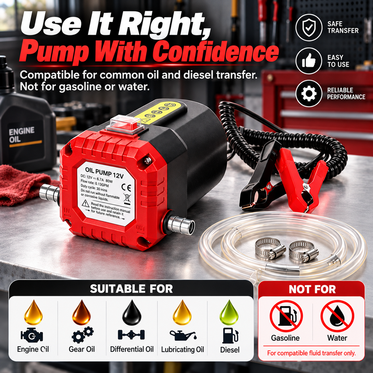🔧 12V 80W Electric Oil Extractor Pump – Fast, Cleaner Oil Changes