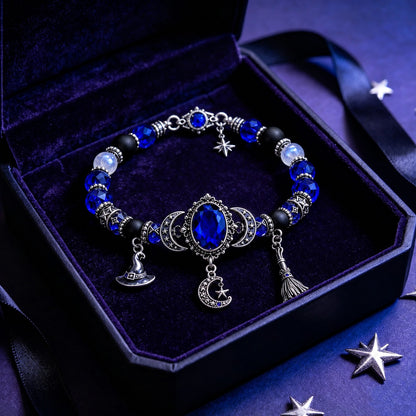 🔮 Witch’s Crystal Moon Charm Bracelet