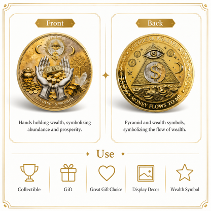 3D Wealth Prosperity Coin, All-Seeing Eye Collectible, Luck Charm, Portable Fortune, Ornaments