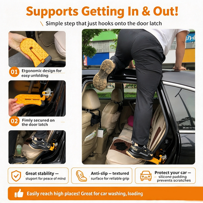 Universal Car Roof Rack Step🚗Foldable Roof Rack Door Lock, Easy to Get in and Out of Car