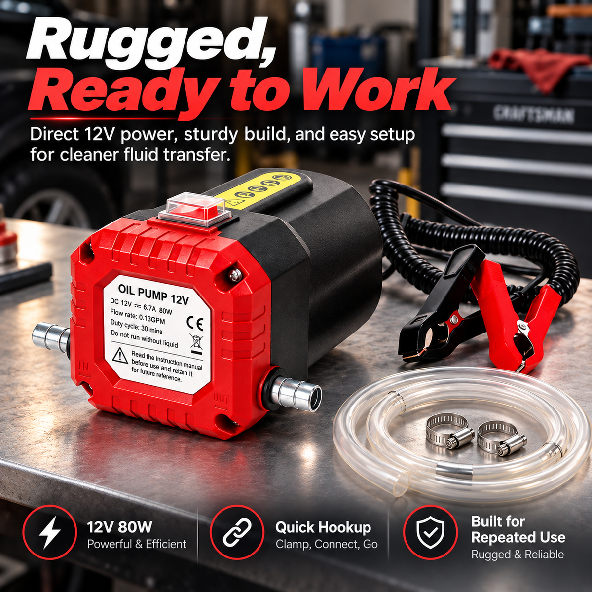 🔧 12V 80W Electric Oil Extractor Pump – Fast, Cleaner Oil Changes