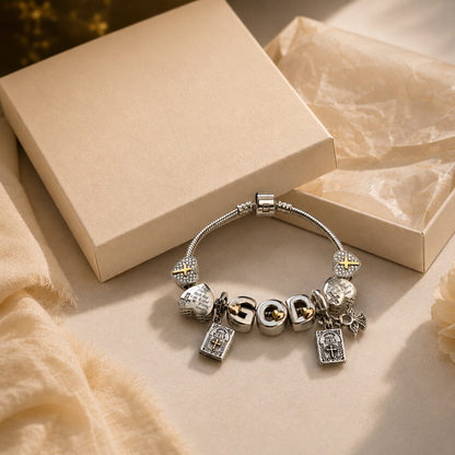 Daily Faith Divine Protection Bracelet – Christian Scripture Charm Adjustable Silver Jewelry
