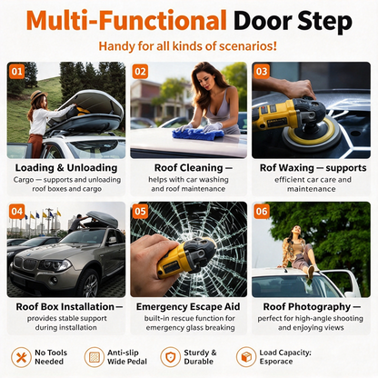 Universal Car Roof Rack Step🚗Foldable Roof Rack Door Lock, Easy to Get in and Out of Car