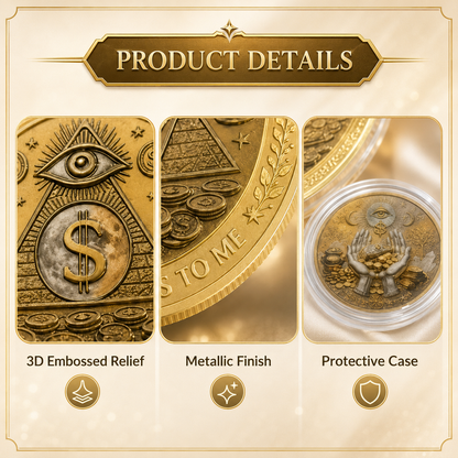 3D Wealth Prosperity Coin, All-Seeing Eye Collectible, Luck Charm, Portable Fortune, Ornaments