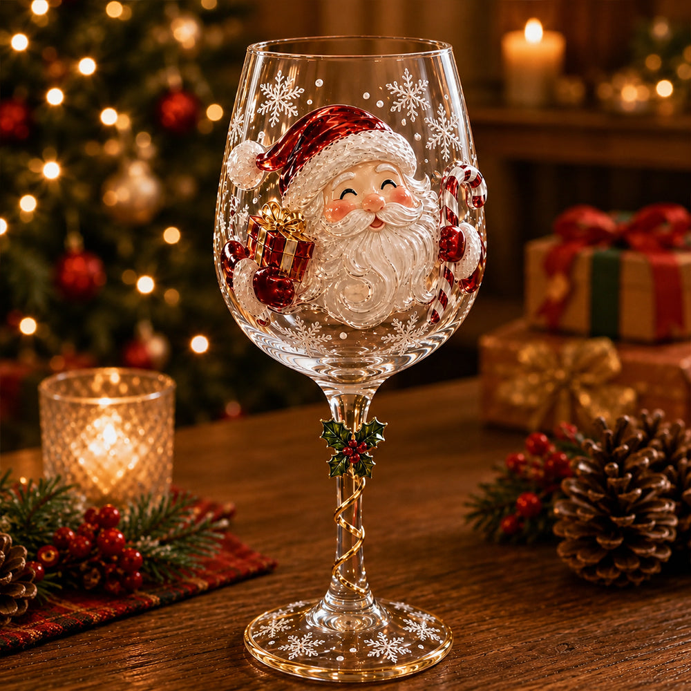 Christmas 3D Wine Glass Collection Gift Box Set