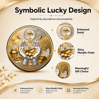 3D “The Midas Touch” Wealth Abundance Coin Brooch – Fortune Attraction Charm, Omniscient Protection Symbol, Pocket-Sized Collector’s Pin for Businessmen & Entrepreneurs