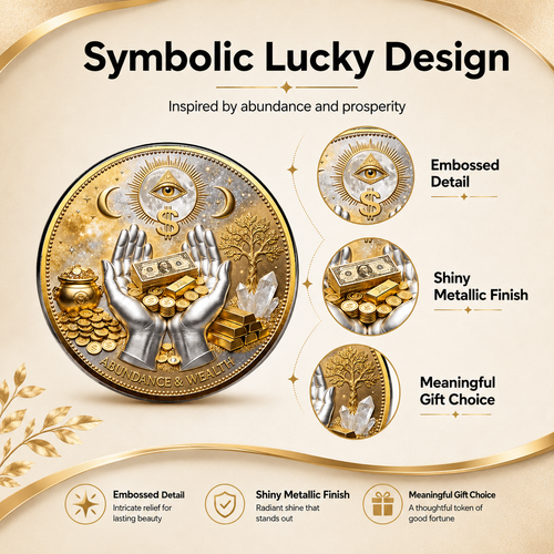 3D “The Midas Touch” Wealth Abundance Coin Brooch – Fortune Attraction Charm, Omniscient Protection Symbol, Pocket-Sized Collector’s Pin for Businessmen & Entrepreneurs
