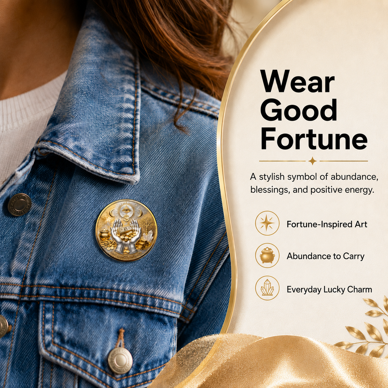 3D “The Midas Touch” Wealth Abundance Coin Brooch – Fortune Attraction Charm, Omniscient Protection Symbol, Pocket-Sized Collector’s Pin for Businessmen & Entrepreneurs