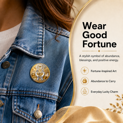 3D “The Midas Touch” Wealth Abundance Coin Brooch – Fortune Attraction Charm, Omniscient Protection Symbol, Pocket-Sized Collector’s Pin for Businessmen & Entrepreneurs