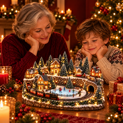 🎁 LAST DAY 50% OFF 🎅 Animated Holiday Train & Ice Rink Scene ✨