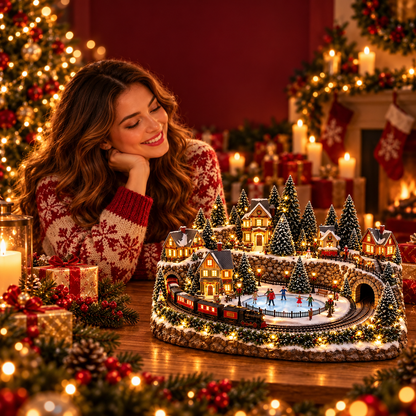 🎁 LAST DAY 50% OFF 🎅 Animated Holiday Train & Ice Rink Scene ✨