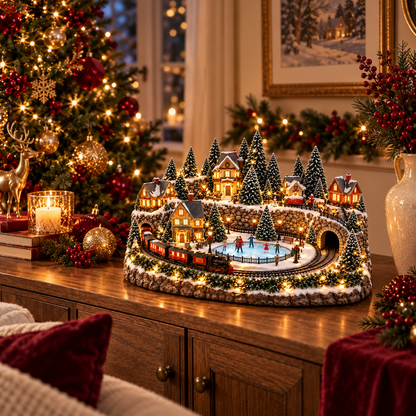 🎁 LAST DAY 50% OFF 🎅 Animated Holiday Train & Ice Rink Scene ✨