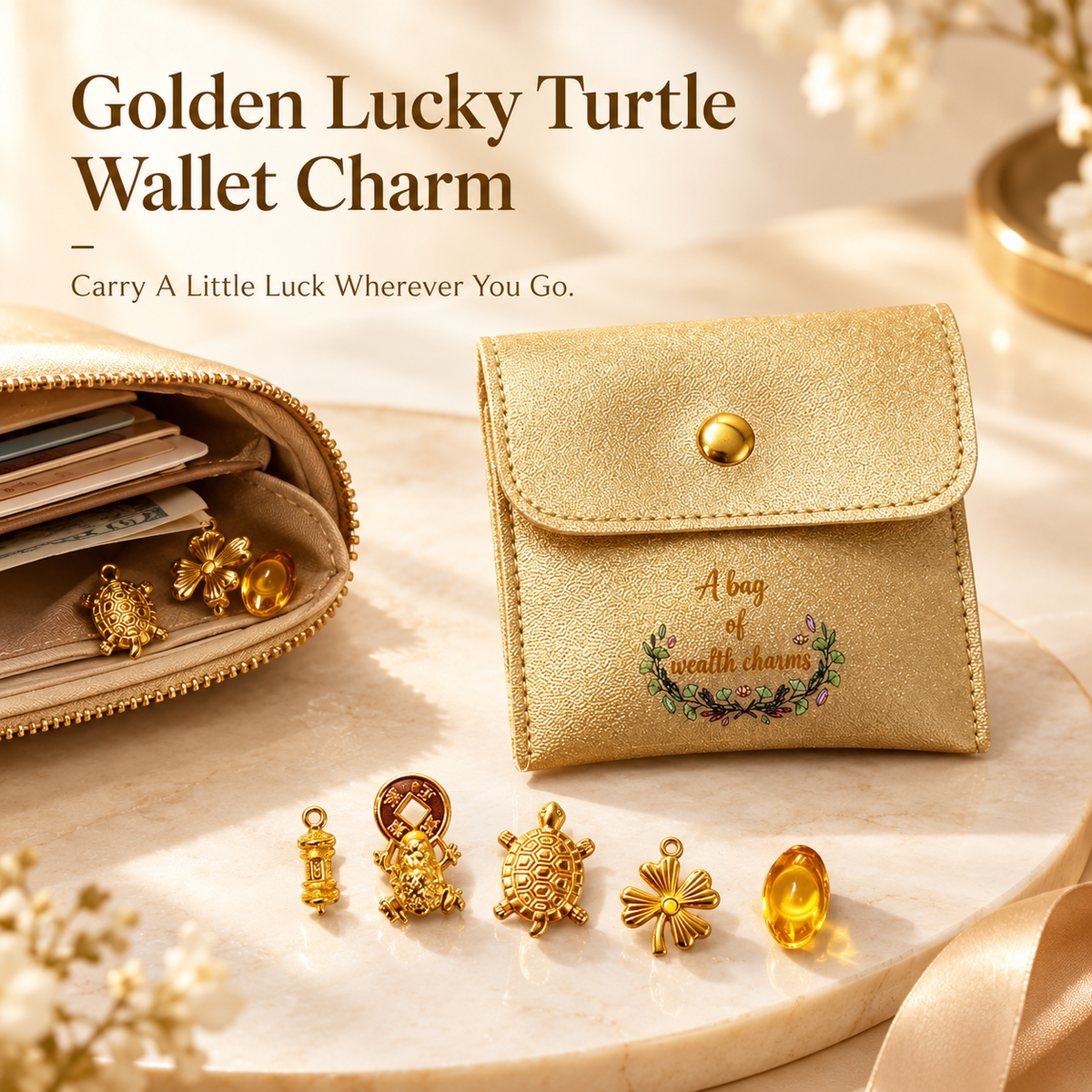 🐢💰Golden Lucky Turtle Wealth Charm Set - Bites onto Luck, Never Lets Go