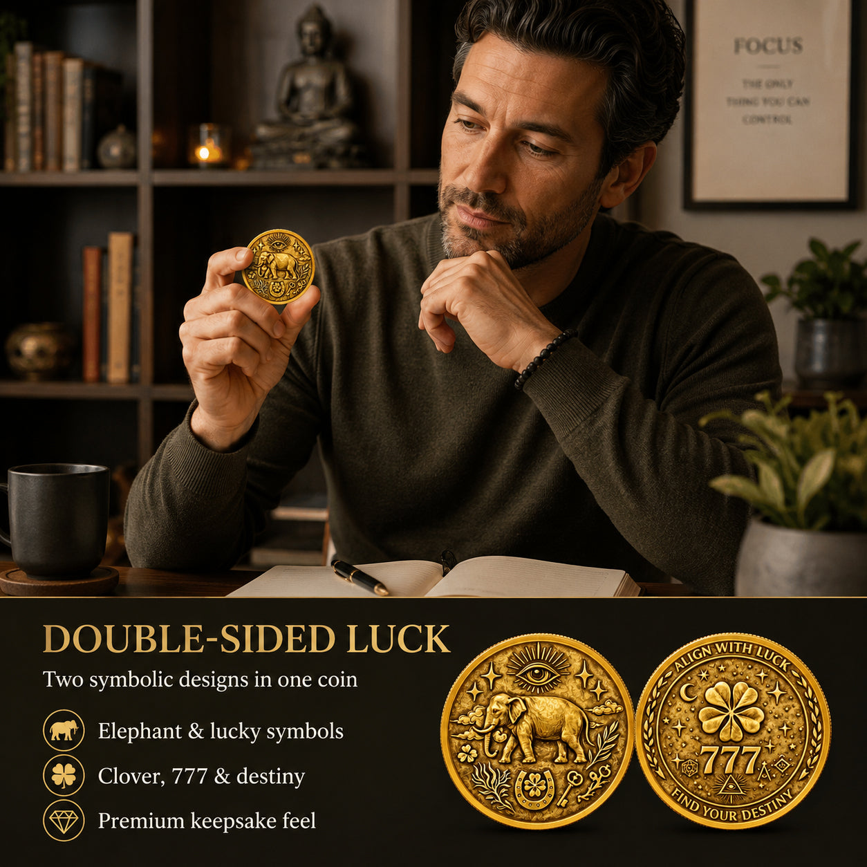 3D 777 Universe Destiny Lucky Commemorative Coin for Wealth Fortune