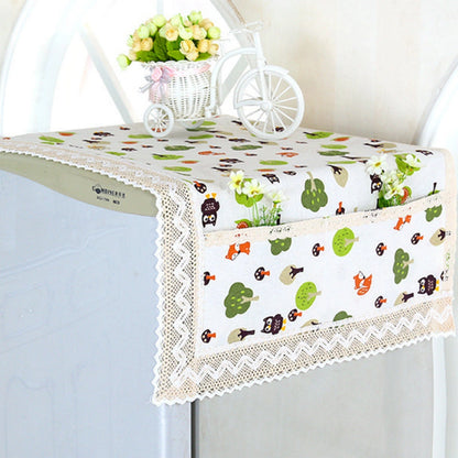 Cotton Linen Refrigerator Dust Cover with Pockets