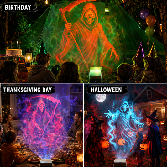 Halloween Skull Projection Light – Waterproof Moving Skull Projector for Spooky Outdoor Yard Decorations
