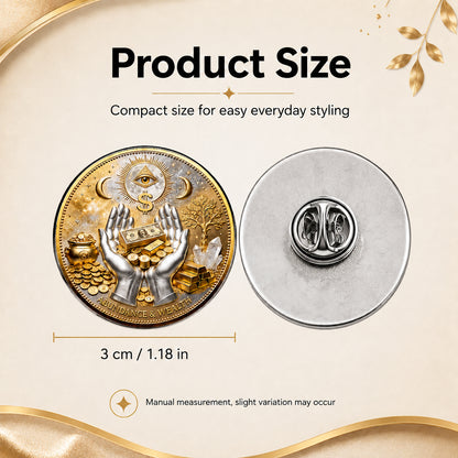 3D “The Midas Touch” Wealth Abundance Coin Brooch – Fortune Attraction Charm, Omniscient Protection Symbol, Pocket-Sized Collector’s Pin for Businessmen & Entrepreneurs