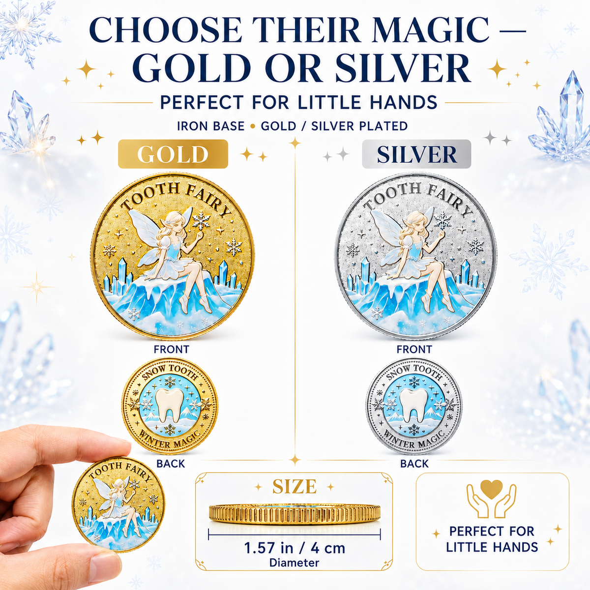 3D Tooth Fairy Commemorative Coin, tooth‑fairy & tooth imagery, heartwarming childhood lucky collectible