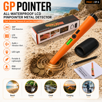🔍 Handheld Waterproof Metal Detector Pinpointer - 360° Side Scan Gold Digger
