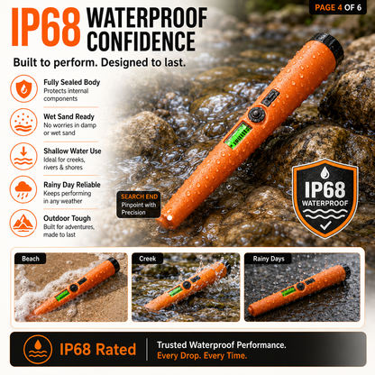 🔍 Handheld Waterproof Metal Detector Pinpointer - 360° Side Scan Gold Digger